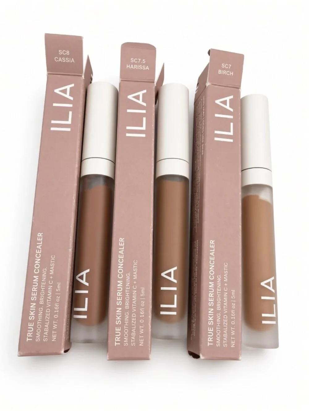 ILIA 3Pc Lot True Skin Serum Concealer Birch Harissa Cassia SC7-SC8